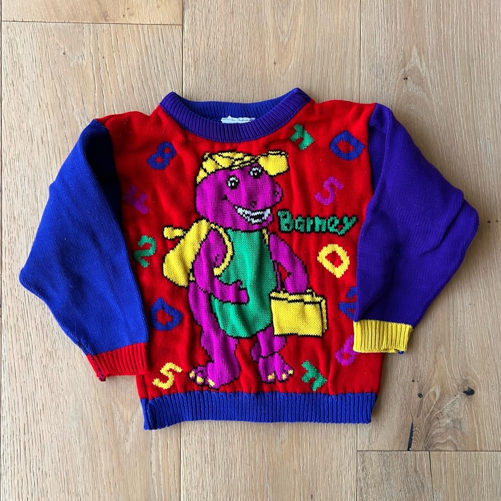 Vintage 90s Toddler Barney Sweater